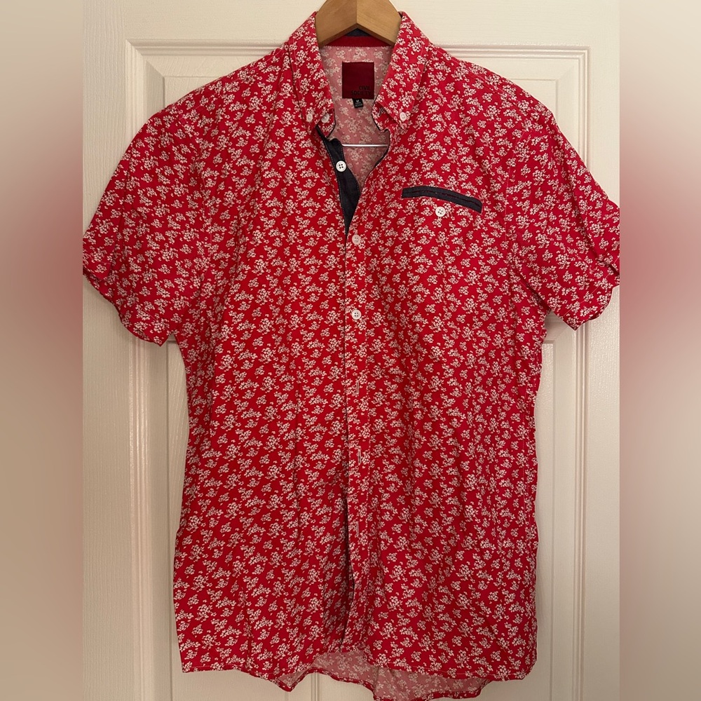 Civil Society Red and White Floral Button Down